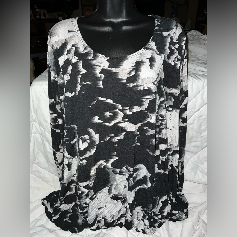 Bryn Walker Chester Black White Asymmetric Jersey Tunic